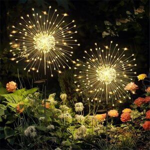 Solar Garden Lights 120 LED Firework Fairy Outdoor Decor 2 Pack
